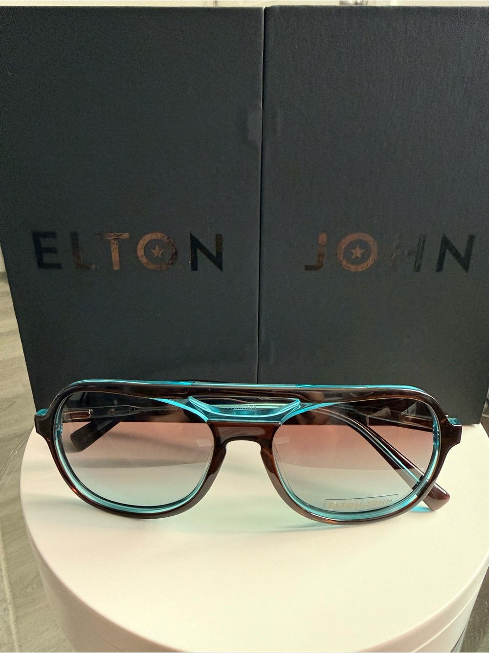 Elton John Teal/Brown Sunglasses